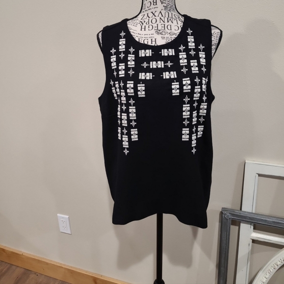 Madewell 1937 Stitch Frame Womens SZ Med. Ponte Knit Embroidered Tank - Picture 3 of 10